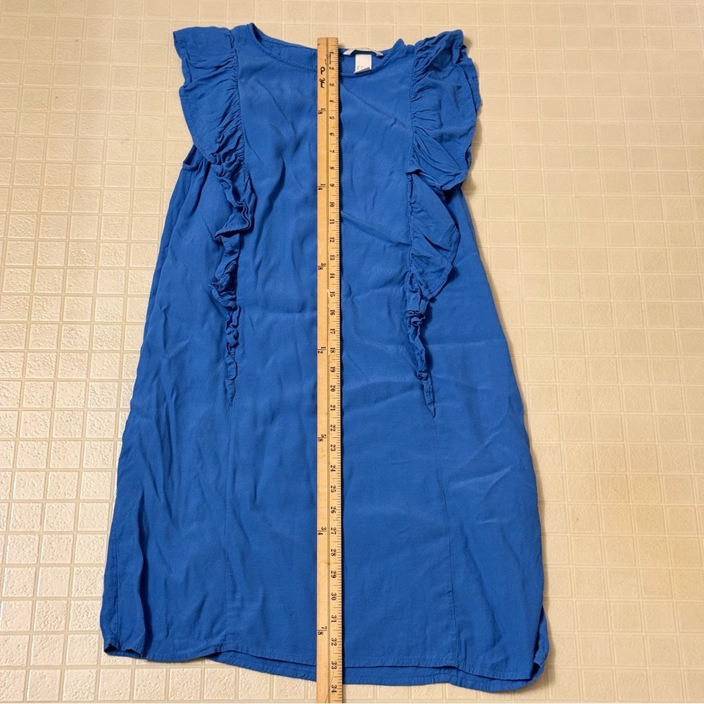 H&M Blue Ruffled Mini Dress Size 6 - Picture 2 of 4